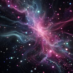 Fototapeta premium a black background with light pink, purple, blue and green lights Generative AI 