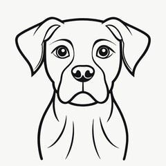 Fototapeta premium Dog face line art graphic design for t-shirt, minimalist style with copy space