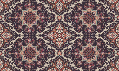 Ikat tribal Indian seamless pattern. Ethnic Aztec fabric carpet mandala ornament native boho chevron textile.Geometric African American oriental traditional vector illustrations. Embroidery style.