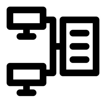 black computers connected to server clip art preview