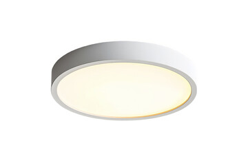 A white round ceiling light fixture with a bright light emitting from the center.