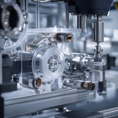 Fototapeta premium microscope in laboratory, Machinery components in the camera manufacturing industry