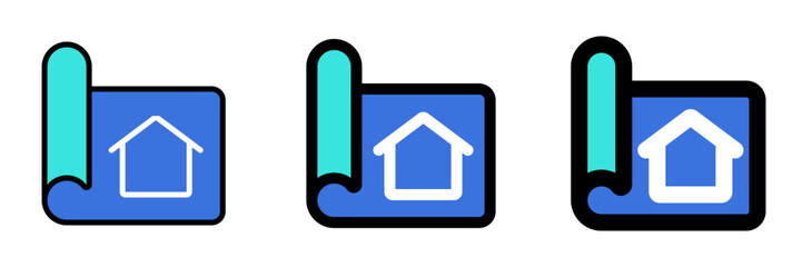 Editable house blueprint vector icon. Property, real estate, construction, mortgage, interiors. Part of a big icon set family. Perfect for web and app interfaces, presentations, infographics, etc