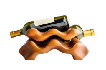 Elegant wooden wine rack showcasing a bottle of wine, perfect for home decor and wine enthusiasts.