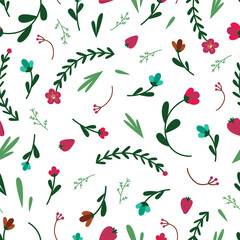 Floral pattern. Seamless hand drawn color flower print