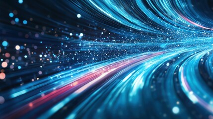 Abstract light streaks in a digital tunnel