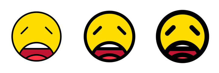 Fototapeta premium Editable weary, tired face vector icon. Part of a big icon set family. Perfect for web and app interfaces, presentations, infographics, etc