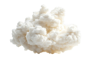 A close-up shot of a white, fluffy, and soft kefir grain. The grain is isolated against a white transparent background, allowing for a clear view of its texture and shape.