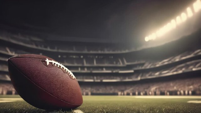  American Football in Stadium at Night with Spotlight