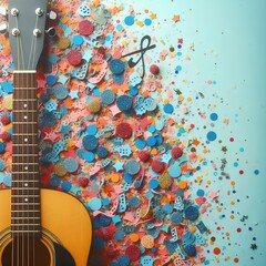 Song Note backgrounds confetti guitar.