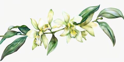 Obraz premium Golden Serenity: A Watercolor Orchid Symphony