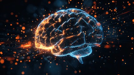 Obraz premium Digital Brain Glowing with Light
