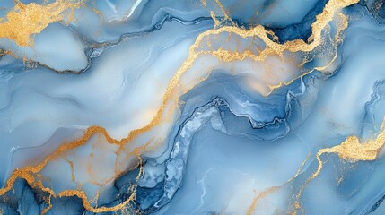 Fototapeta premium Luxury Blue and Gold marble Abstract Background, Chambray blue colo, ombre alcohol ink, wallpaper background.