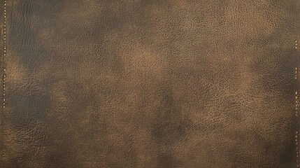 A richly textured North American wallpaper featuring a faux suede effect in shades of dark brown. The design is accented by subtle stitching details along the edges, leaving a large blank space in