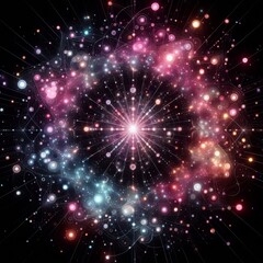 Fototapeta premium a black background with light pink, purple, blue and green lights Generative AI 