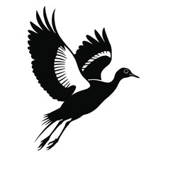 Fototapeta premium Kori Bustard clean silhouette plan background 