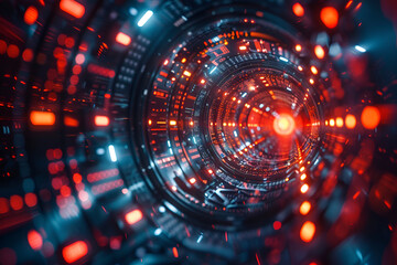 Obraz premium a close-up of a futuristic tunnel with a circular shape