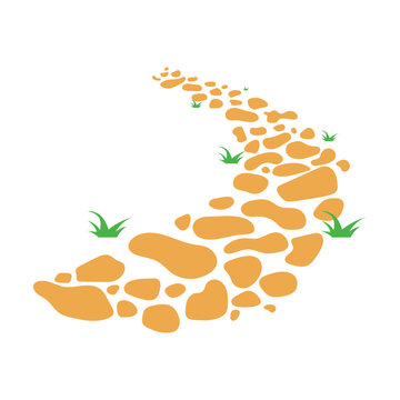 orange stone path winding through grass clip art preview