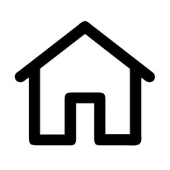  Simple home icon vector with roof and doorway, ideal for website homepage navigation.