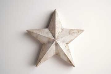 Obraz premium Isolated Three-Dimensional Star on White Background, a vivid and striking digital representation showcasing a glossy, polished surface and sharp geometric edges, emphasizing form and depth.