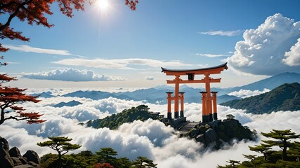 Floating Torii Gates Above the Clouds in Japan