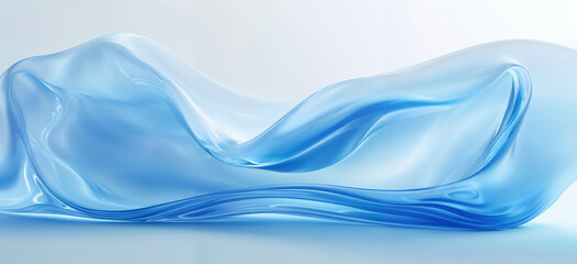 Fototapeta premium Flowing transparent blue liquid on a light blue background on light blue background