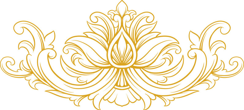 engraved vintage gold leaf flower ornament