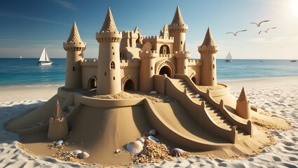 Sand castle on the beach.