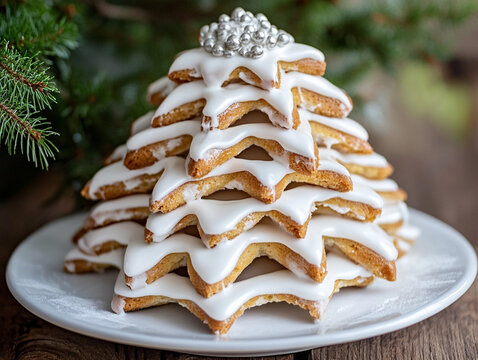 Norwegian kransekake with icing.