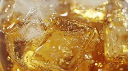 Close-up of Iced Beverage with Bubbles