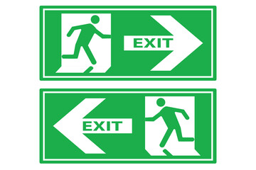 Emergency exit sign ready. Emergency, fire exit and exit icon