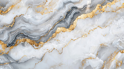 A luxurious marble background featuring intricate veining in shades of white and gray, with a polished, reflective surface that adds depth and texture --ar 16:9 --q 2