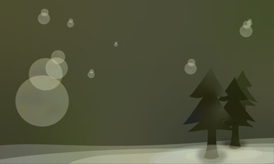 モミの木と雪の風景