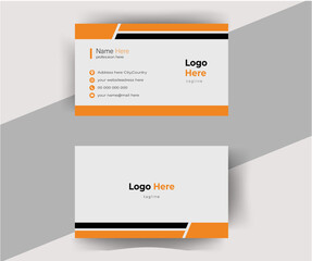 Modern and minimalist orange color business card layout. Vector business card template.