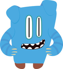 Blue bizarre monster. Funny creature. Fantasy character