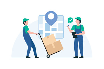 Warehouse Handlers Preparing Outbound Shipments. illustration