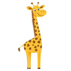 Obraz premium A cheerful cartoon giraffe with colorful spots, perfect for children's projects and educational materials.