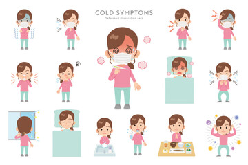 風邪の症状　セット　マスク