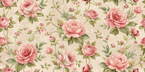 Elegant Wallpaper Featuring A Timeless Rose Pattern In Hues Of Pink, Evoking A Sense Of Femininity And Classicism.
