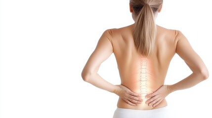 Obraz premium Woman Holding Lower Back in Pain Spine Anatomy Illustration