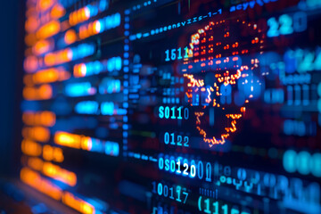 Fototapeta premium A computer screen with a skull on it