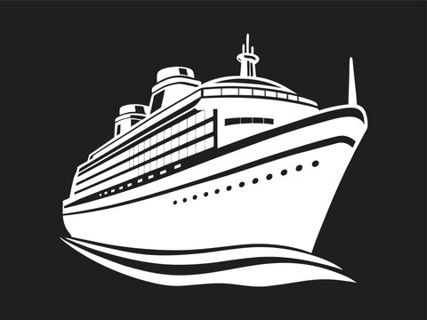 recommend clip art: Big cruise ship clip art. Flat monochrome vector illustration	