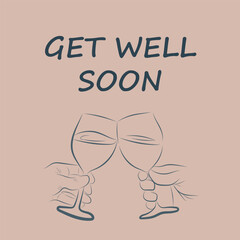 Get Well Soon Card template ilustration for your social media or printing