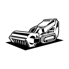 Mini Skid steer loader ,mulching machine illustration, logo vector image .	