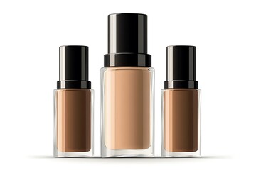 A realistic glass bottle of makeup foundation with a pump