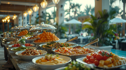 Decoration of luxury hotels and resorts with food