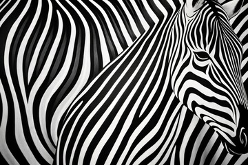 Striking Black And White Zebra Pattern With Bold, Flowing Lines Against A Solid Background