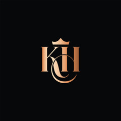 KH Letter Initial Logo Design Template Vector