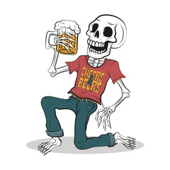 Cheers and Beers quote t-shirt design illustration