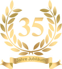 Laurels For the 35th anniversary with text in German
